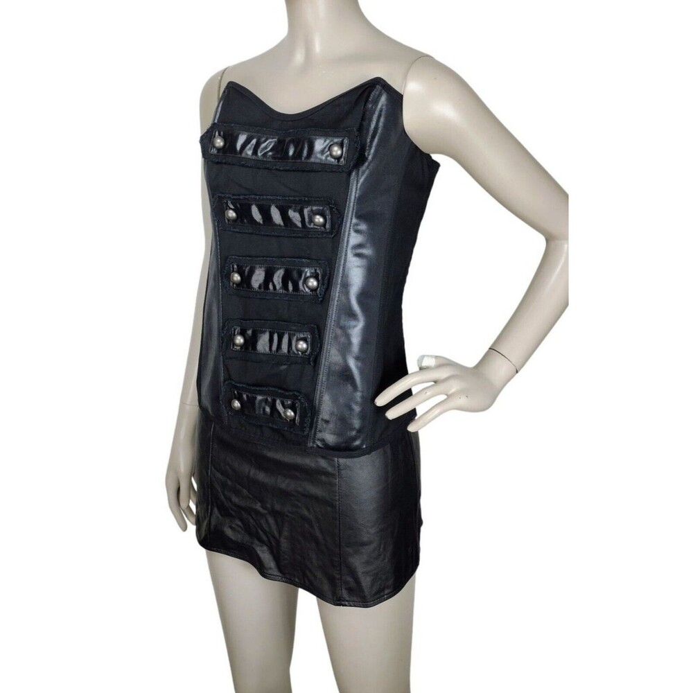 Vintage 90s Frederick's of Hollywood Military Black Corset Bustier Top Size XL